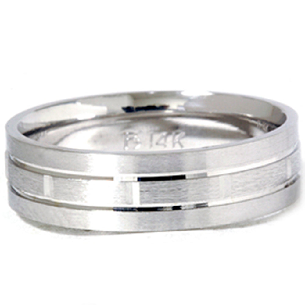 Mens 14K White Gold 6mm Brushed Comfort Fit Carved Wedding Band Size Selectable 7802586726460