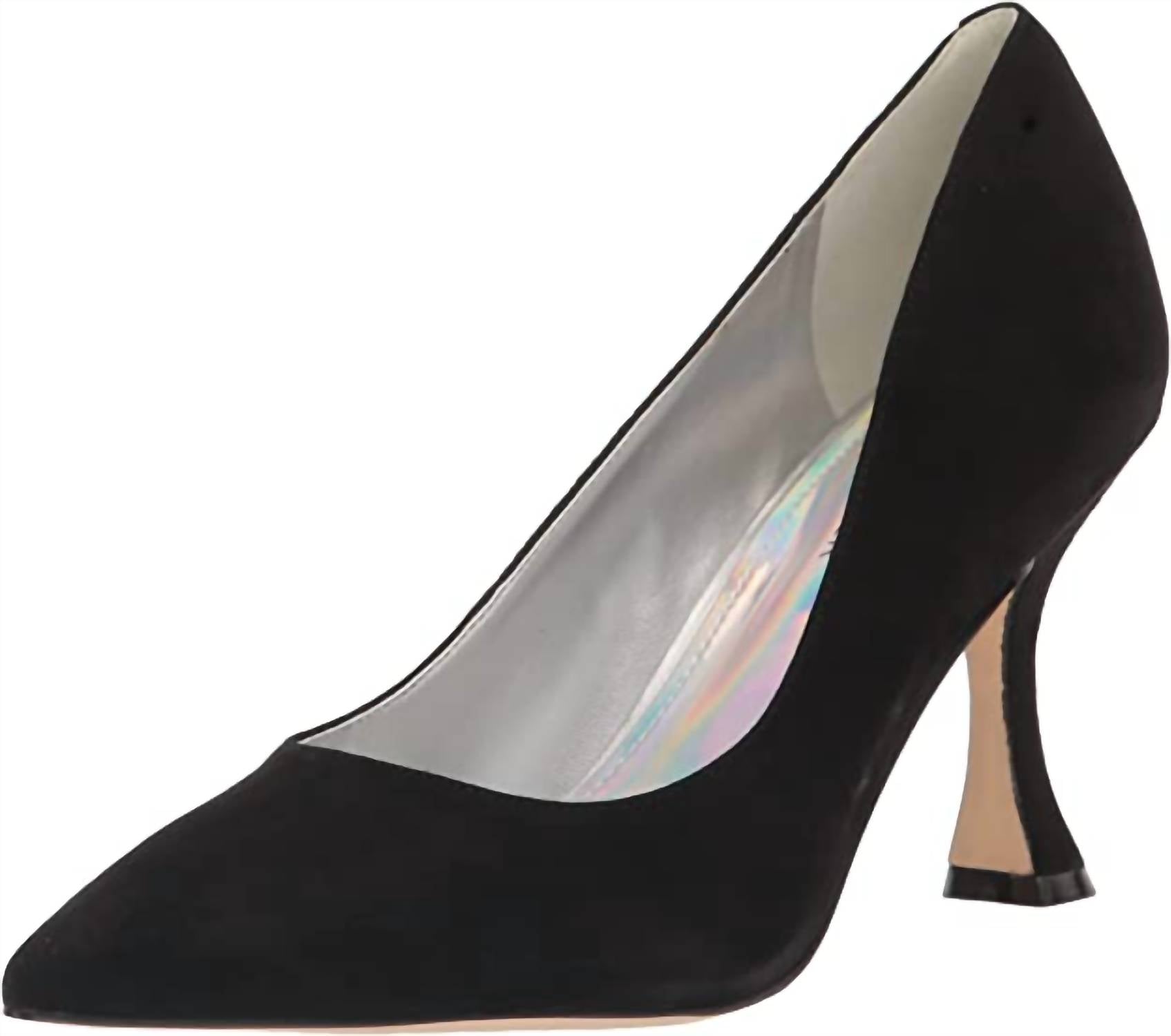 Relka Heeled Pump In Black Suede