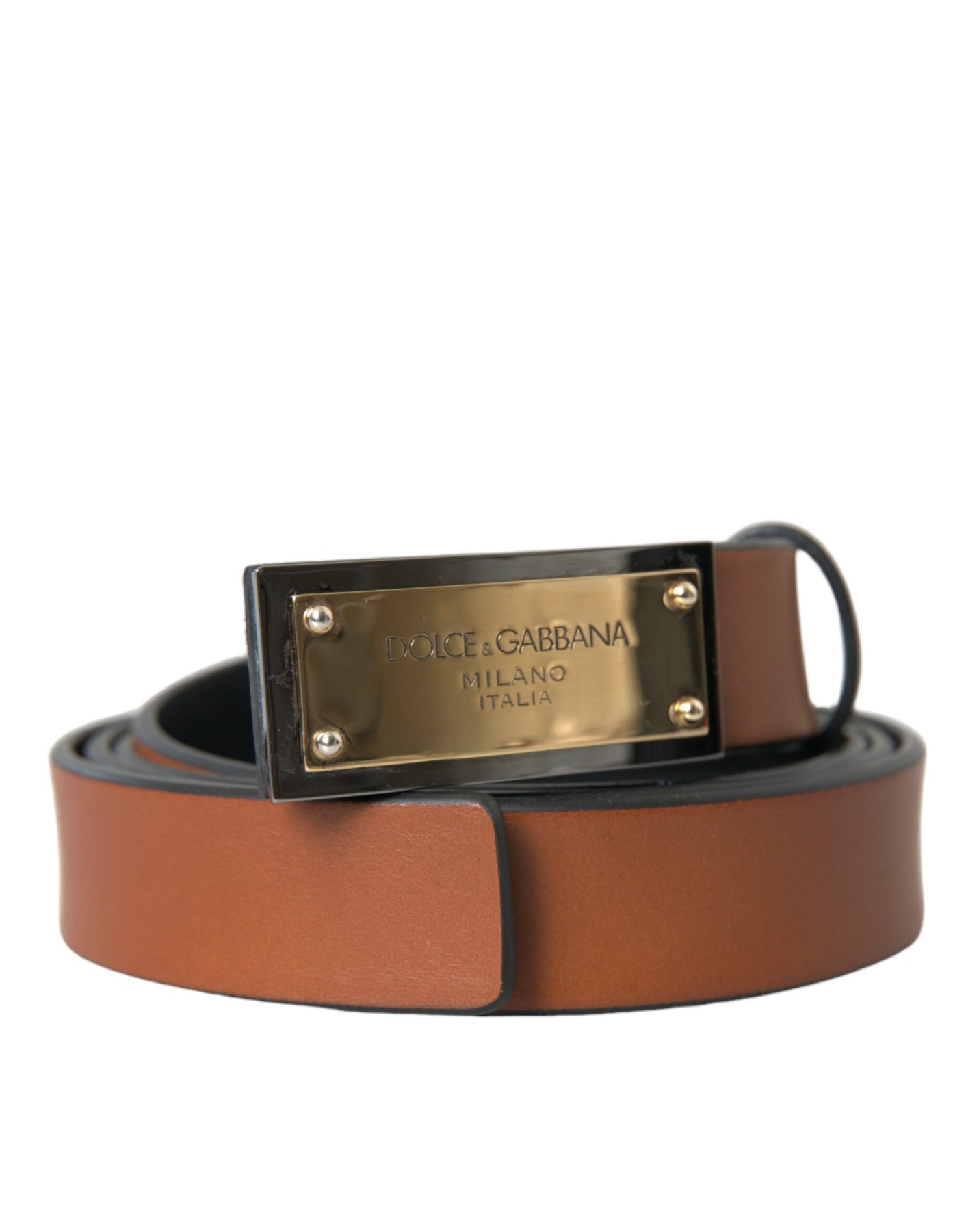Dolce & Gabbana Calf Leather Metal Logo Buckle Belt Men's Men