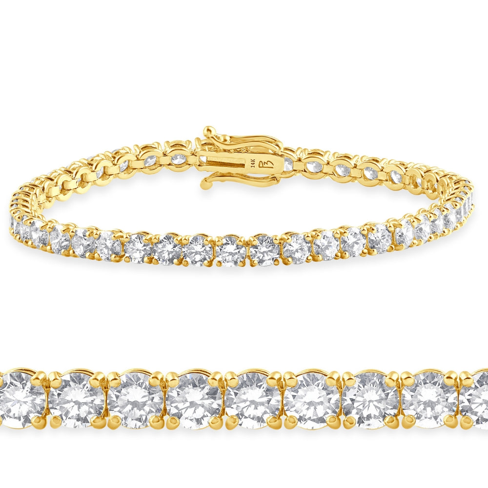 10 Ct Lab Grown Diamond Tennis Bracelet 14K Yellow Gold 7