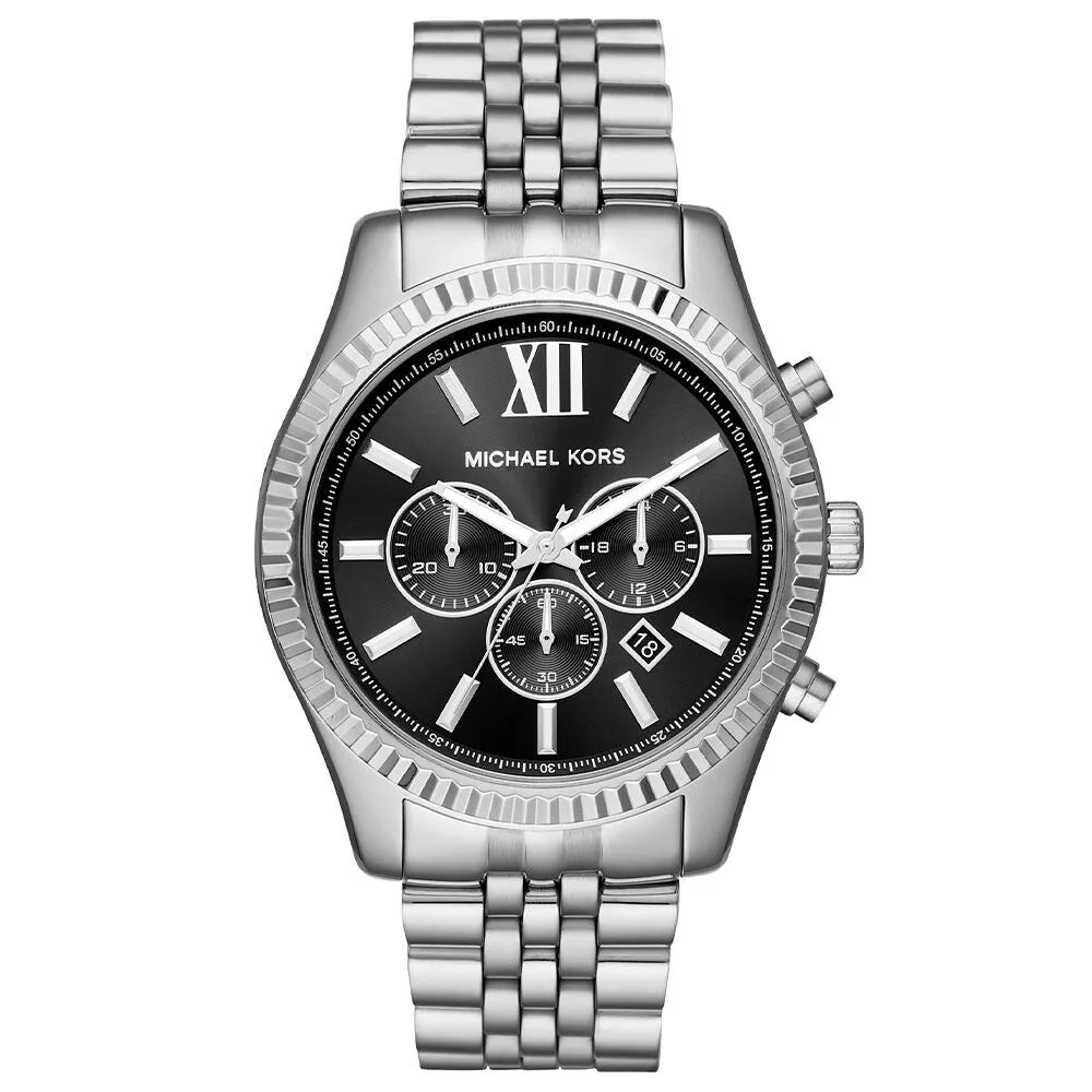 Michael Kors Lexington MK8602 Men's Silver-Tone Chronograph 44mm Watch 7666180653116