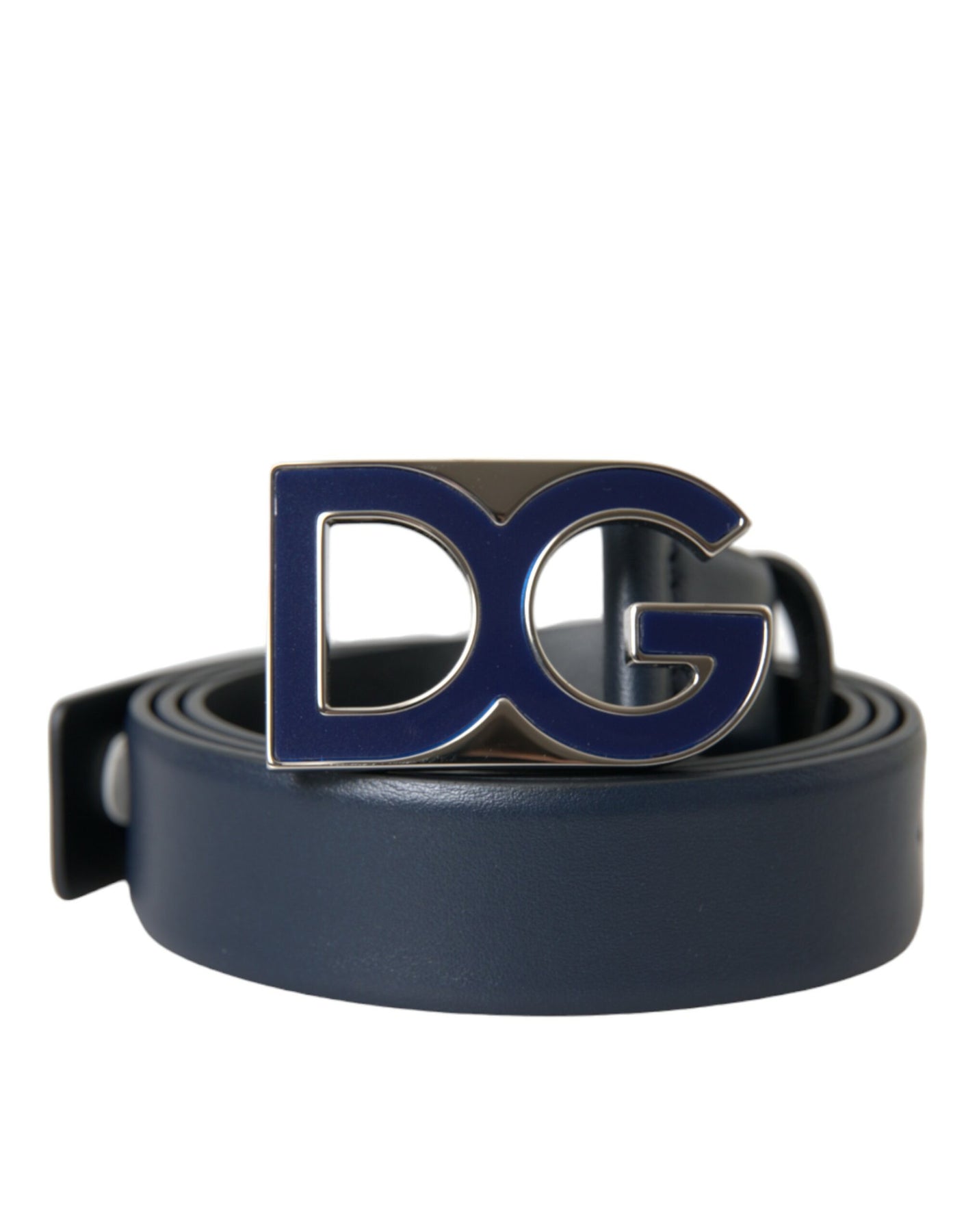 Dolce & Gabbana blue Leather Metal Logo Buckle Belt Men's Men