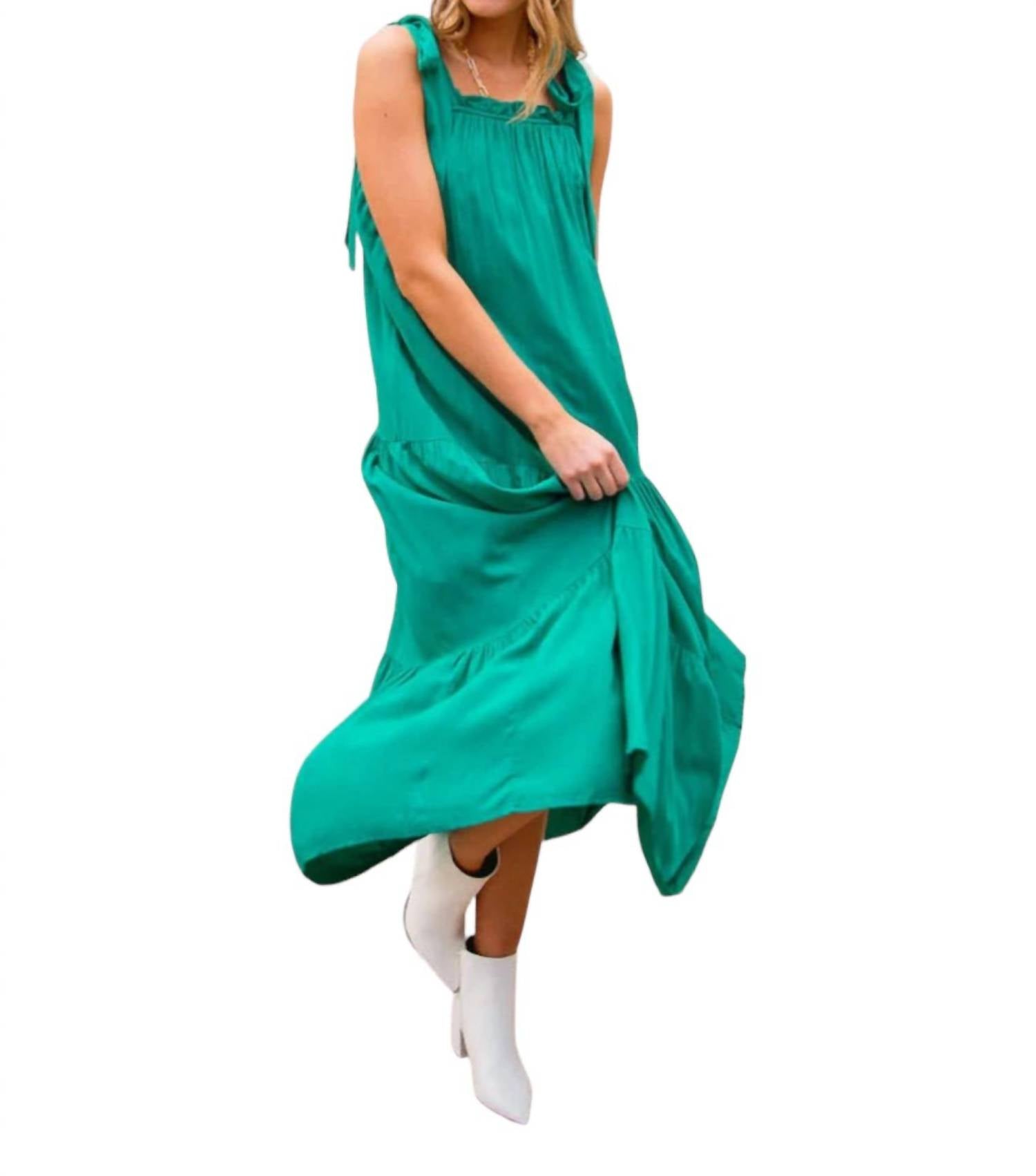 Venetian Coast Dress In Sea Green Teal
