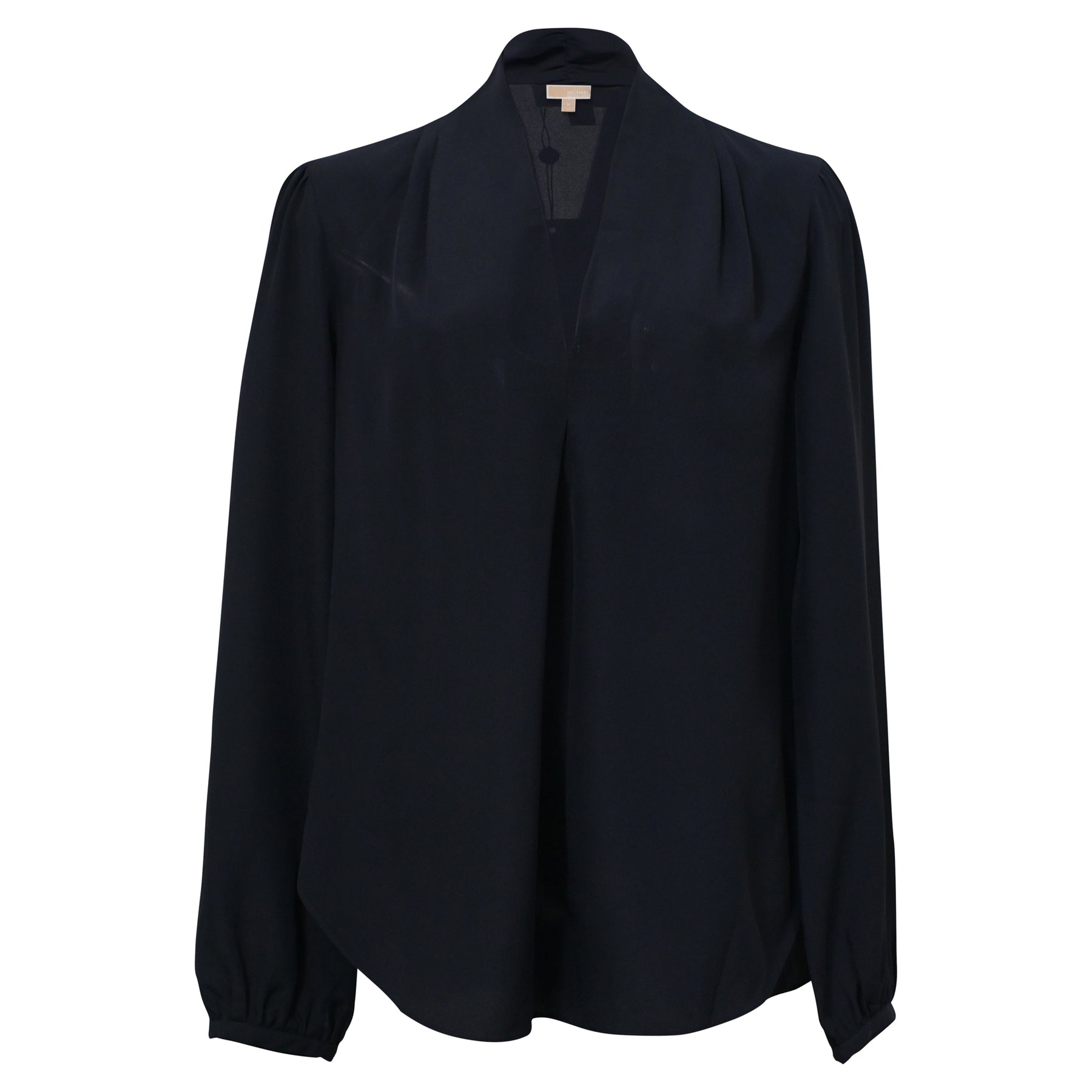 Michael Michael Kors V-Neck Blouse in Navy Blue Silk 7745718976572
