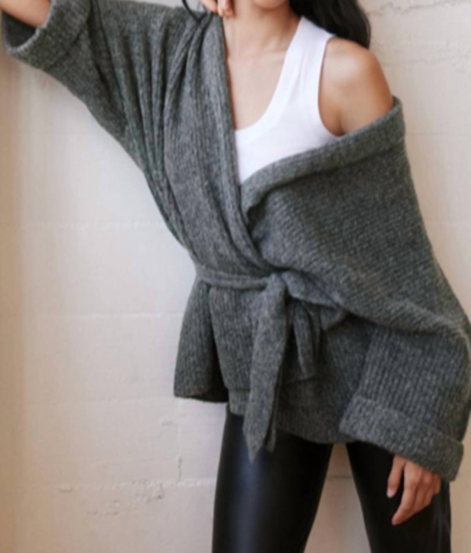 Isla Kimono Cardigan In Charcoal