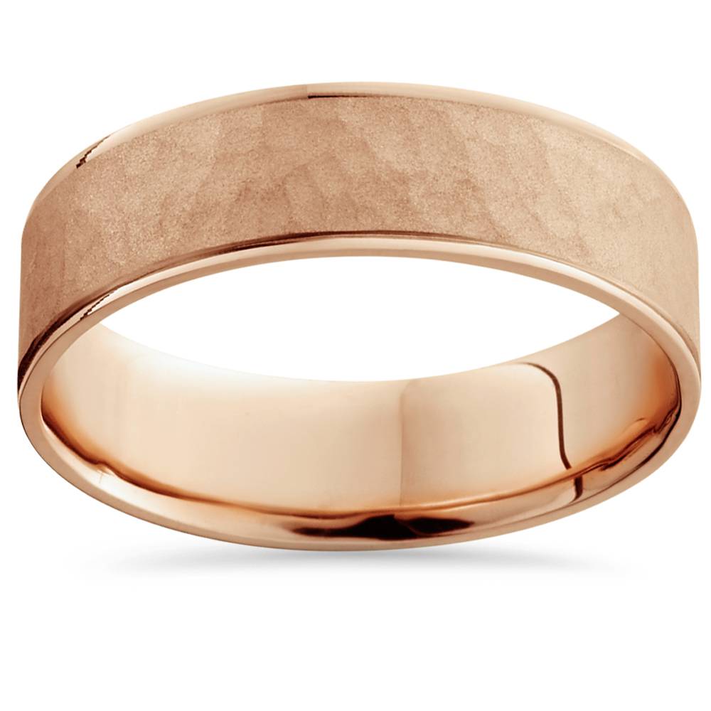 14k Rose Gold Hammered Comfort Fit Wedding Band Size Selectable 7802616250428