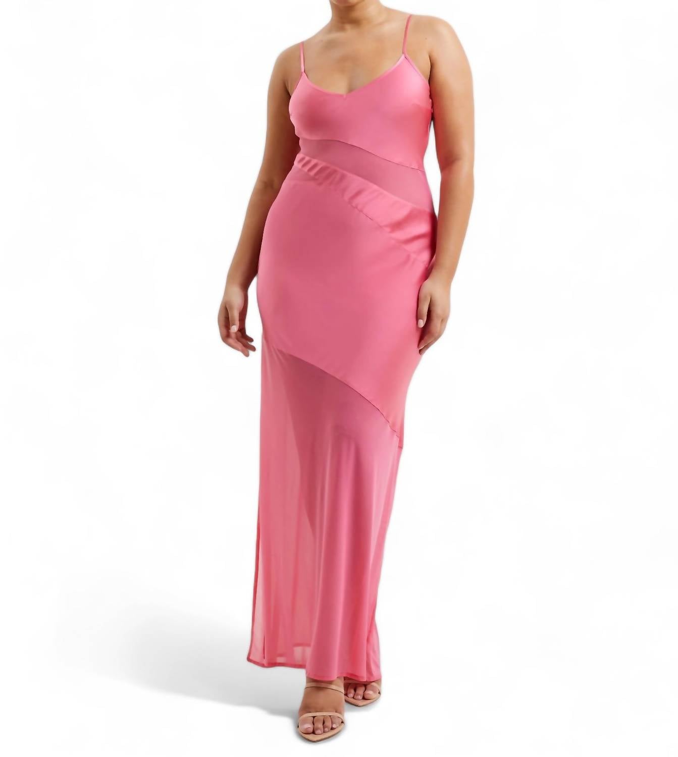 Inu Satin Strappy Dress In Camellia Rose 7692305727548