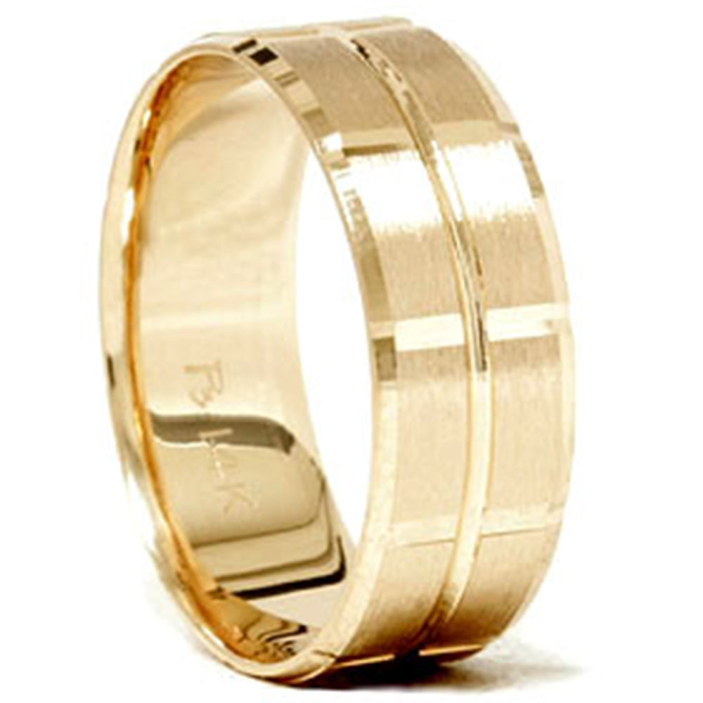 14K Yellow Gold Mens 8mm Swiss Cut Wedding Ring Size Selectable 7802595016764