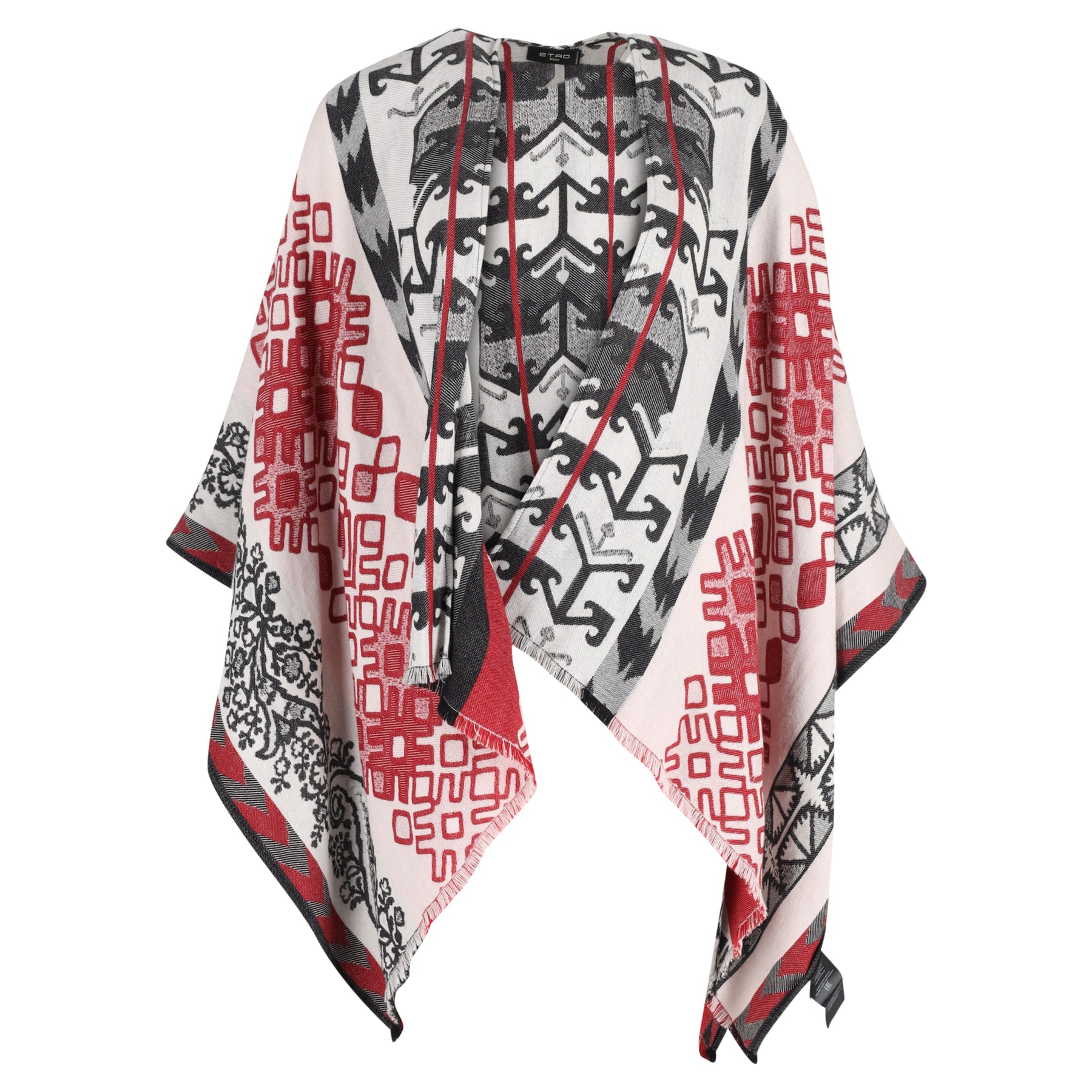 Etro Printed Shawl in Red Wool 7745728086076