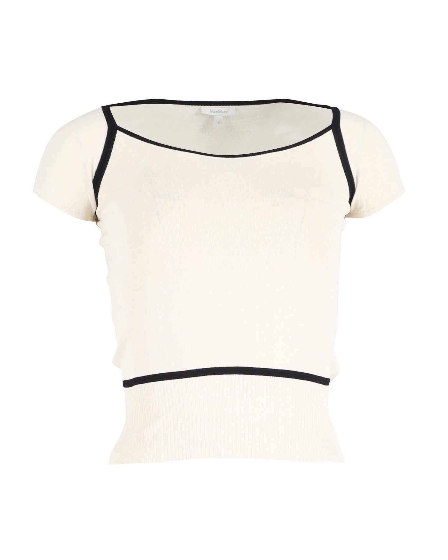 Max Mara Contrast Detail Top in Cream Cotton 7802305085500