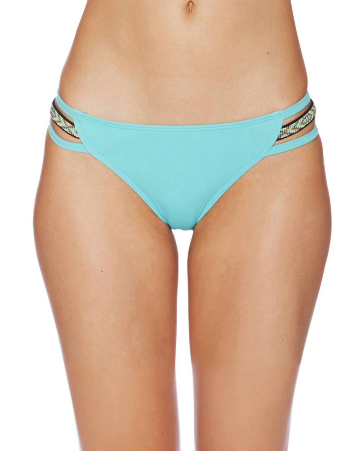 Solid Strappy Bikini Bottom In Turquoise 7701908226108