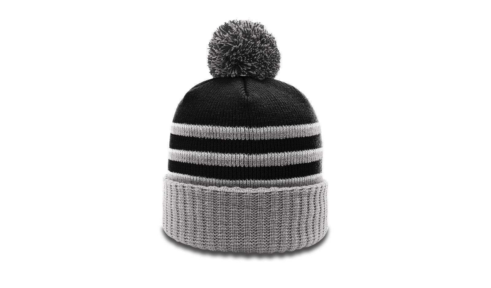 Richardson Striped Beanie with Cuff & Pom