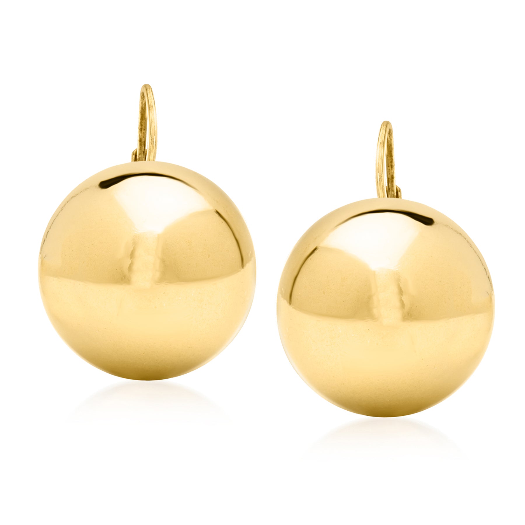 Ross-Simons Italian 18mm 18kt Gold Over Sterling Ball Drop Earrings