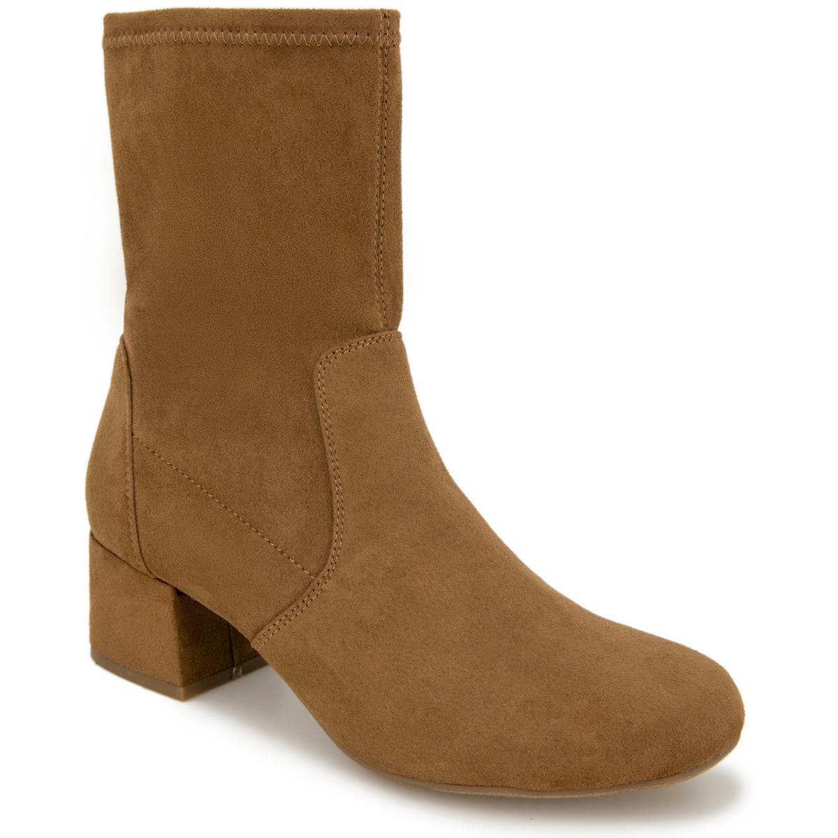 Road Stretch Faux Suede Block Heel Ankle Boots
