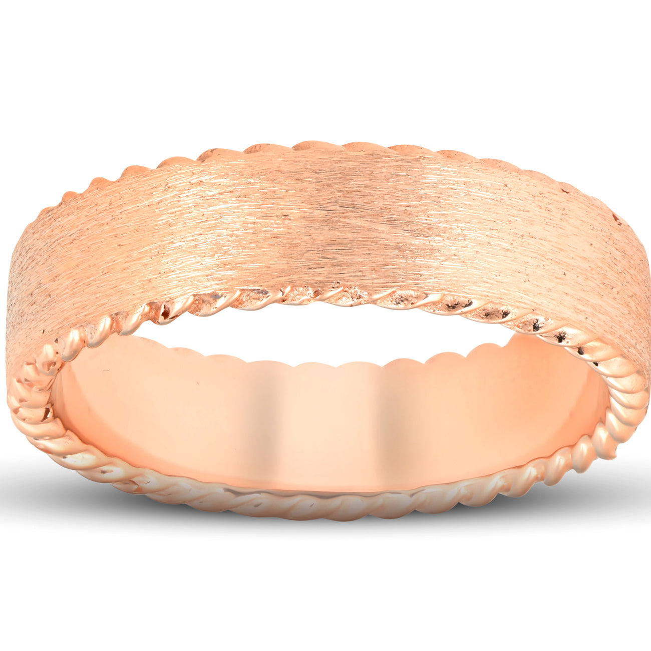 Mens 10k Rose Gold 6MM Comfort Fit Braided Brushed Wedding Band Comfor Fit 7802591576124