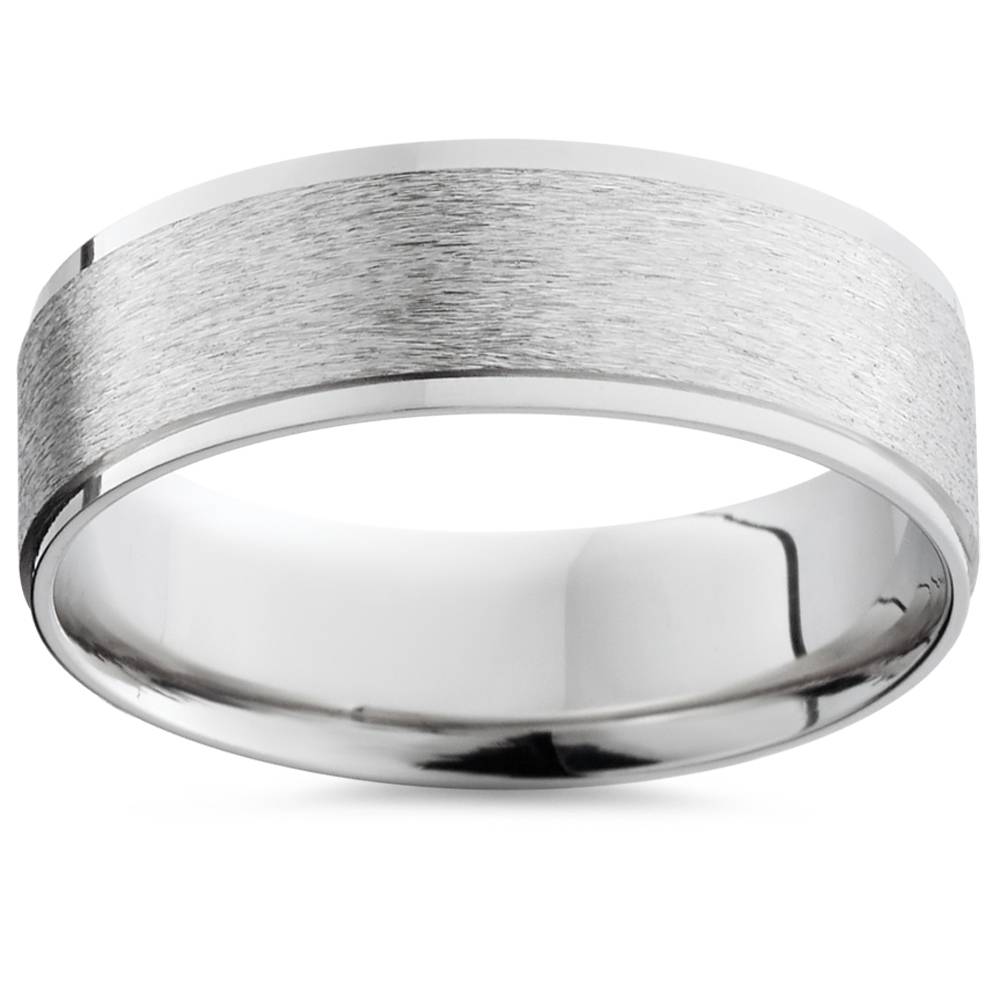 Mens 14K White Gold Flat Brushed Comfort Wedding Band Size Selectable 7802586595388