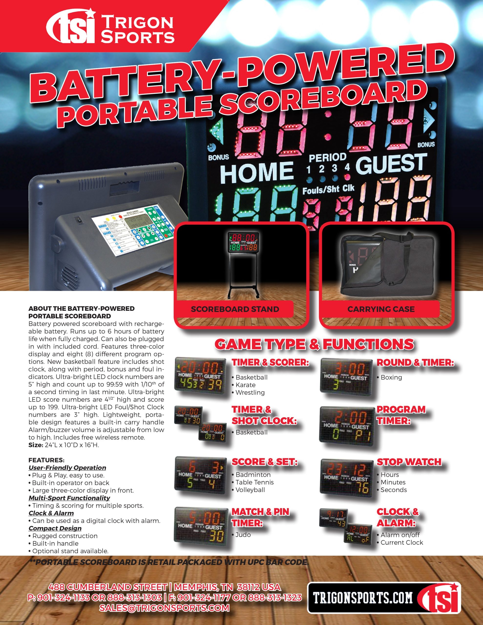 Trigon Sports Battery Operated Multi-Sport Scoreboard & Timer