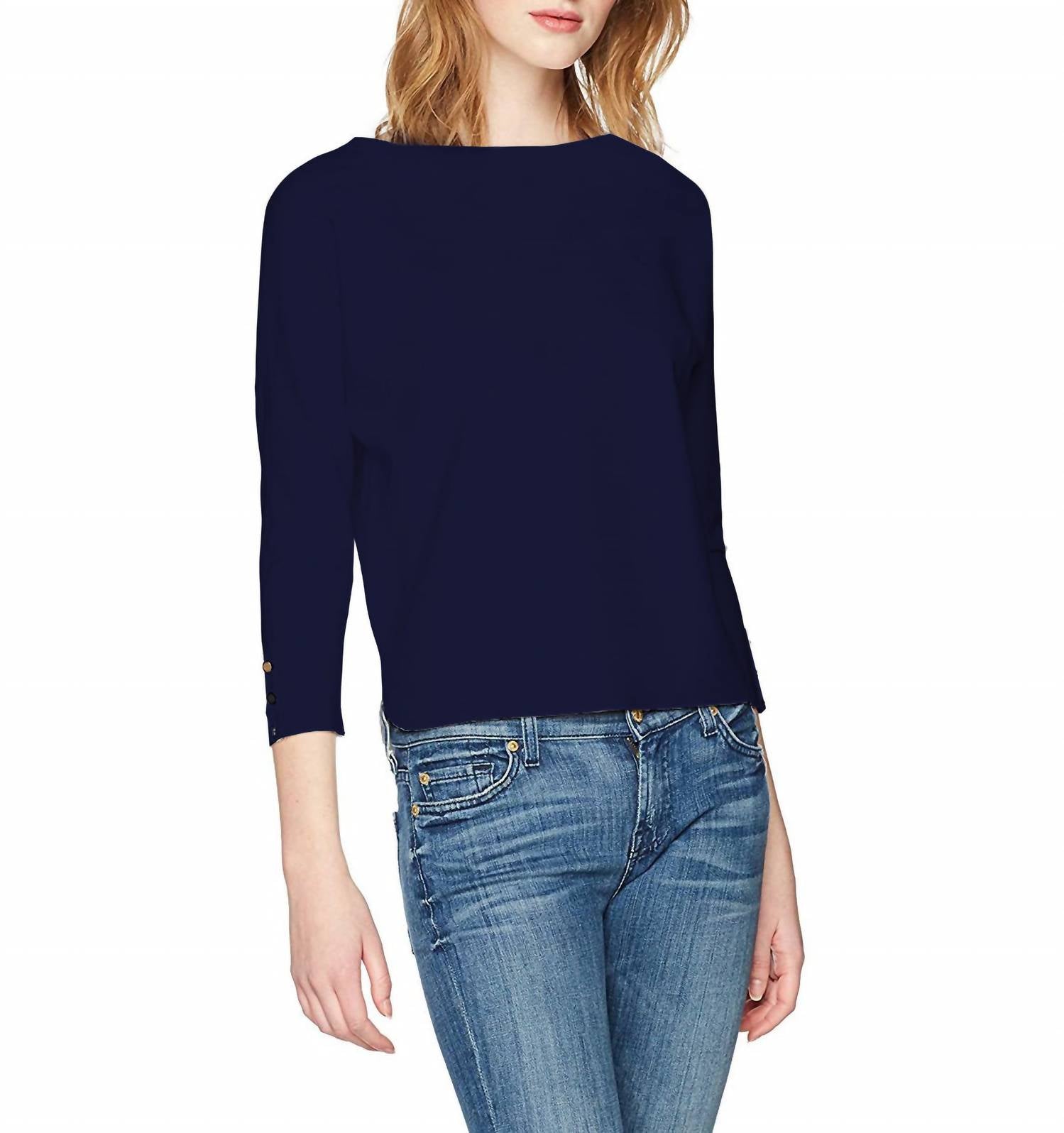 Ponte Loose Short Top In Night Iris Blue