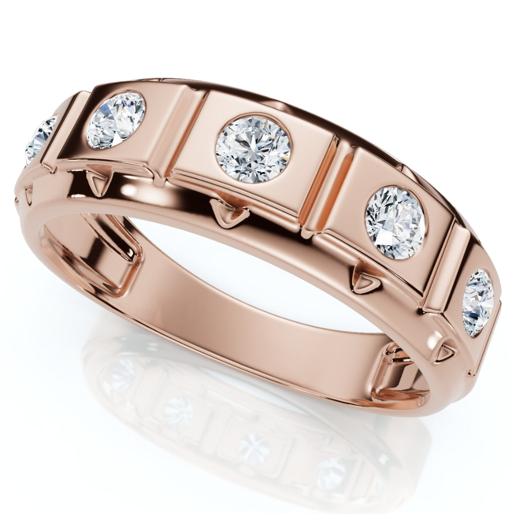 1/2Ct Men's Diamond High Polished Wedding Ring Lab Grown Anniversary Band 7802585710652