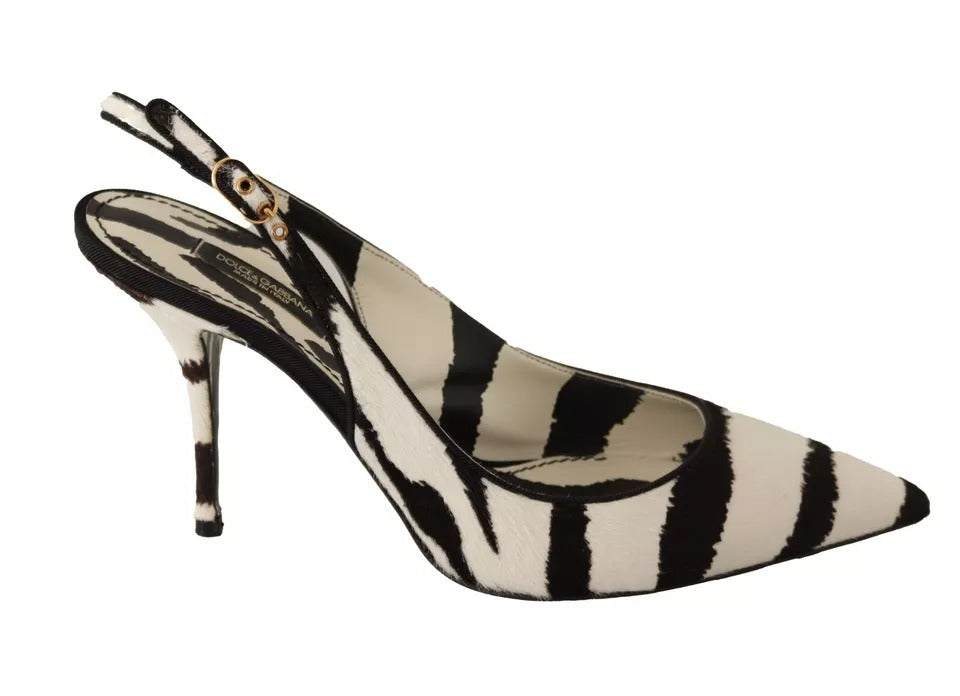 Dolce & Gabbana Zebra Leather Heels Slingback Women's Shoes (Pre-Owned) 7731387203644