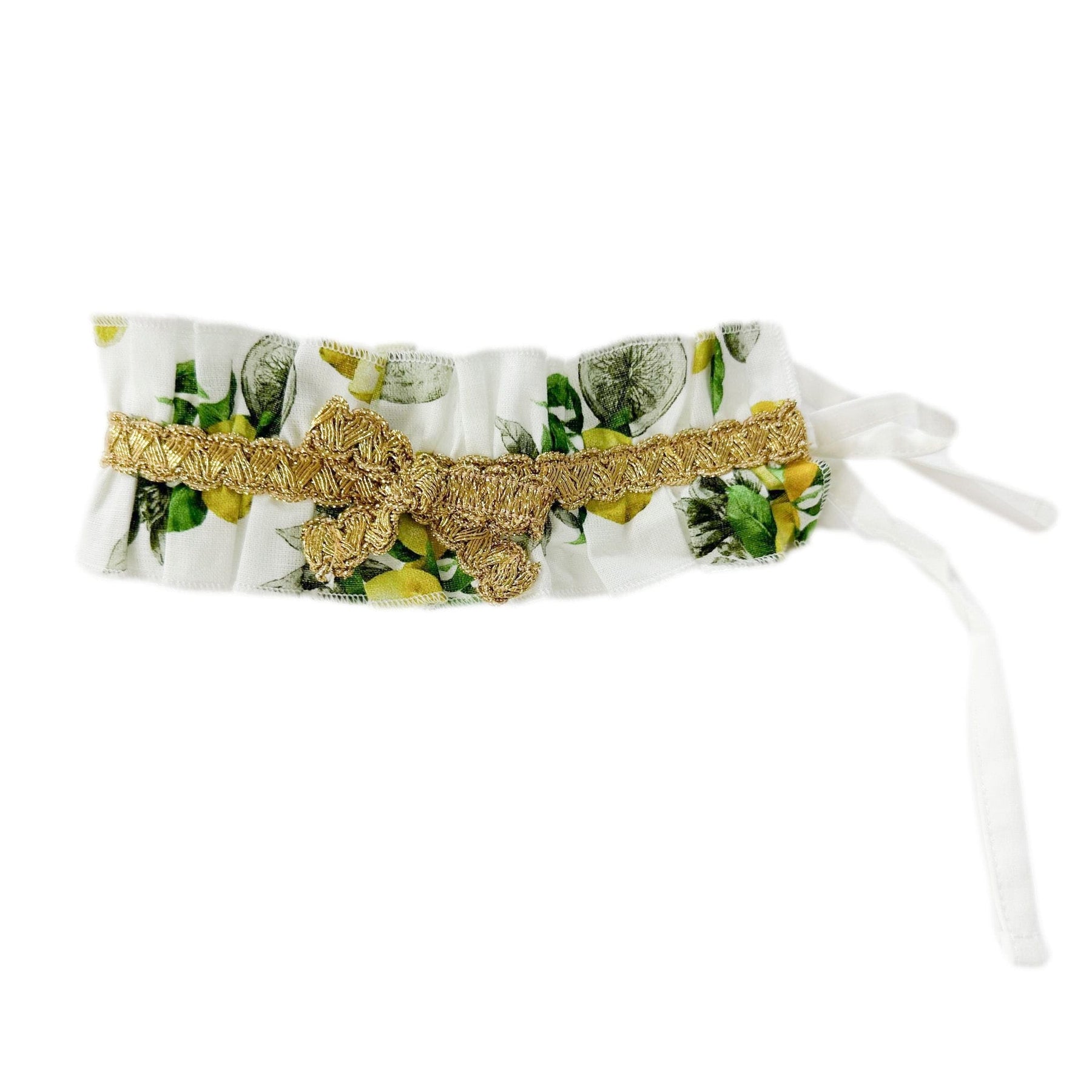 Amalfi Lemon Print Linen Hair Sash 7745614872636