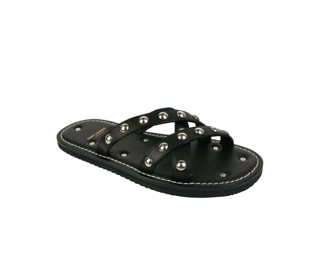 Saint Laurent Men's Leather Sandal With Studs (39 EU / 6 US) 7702057844796