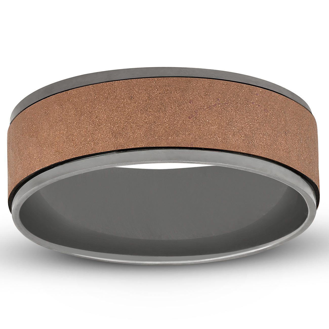 Mens Black & Hammered Rose Gold 8mm Comfort Fit Wedding Band Size Selectable 7802604355644