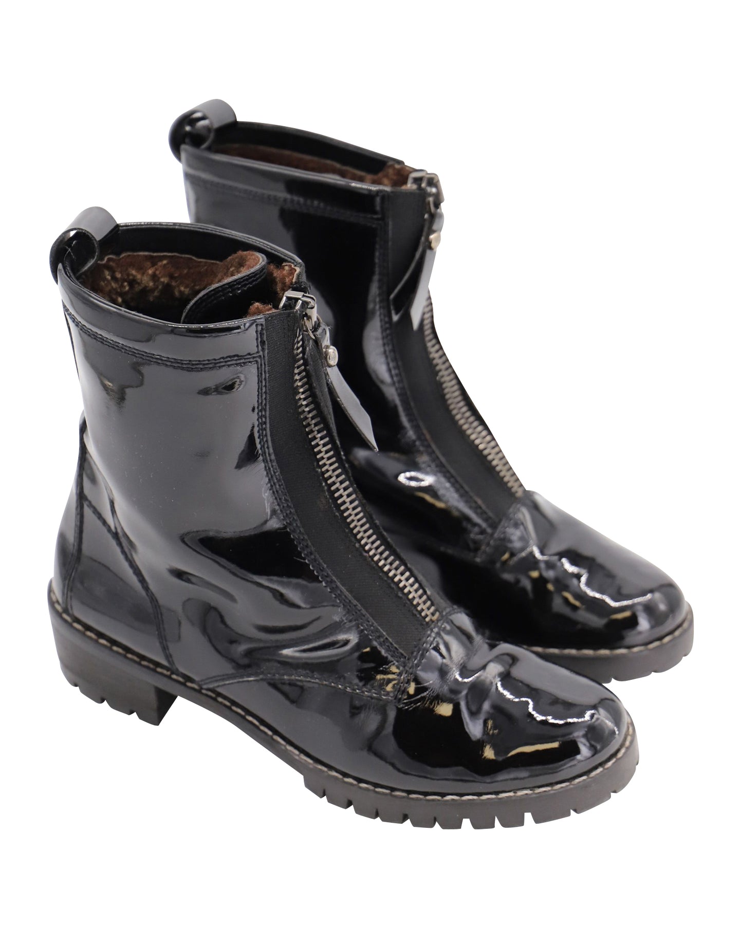 Stuart Weitzman Zip Up Boots in Black Patent 7763054460988