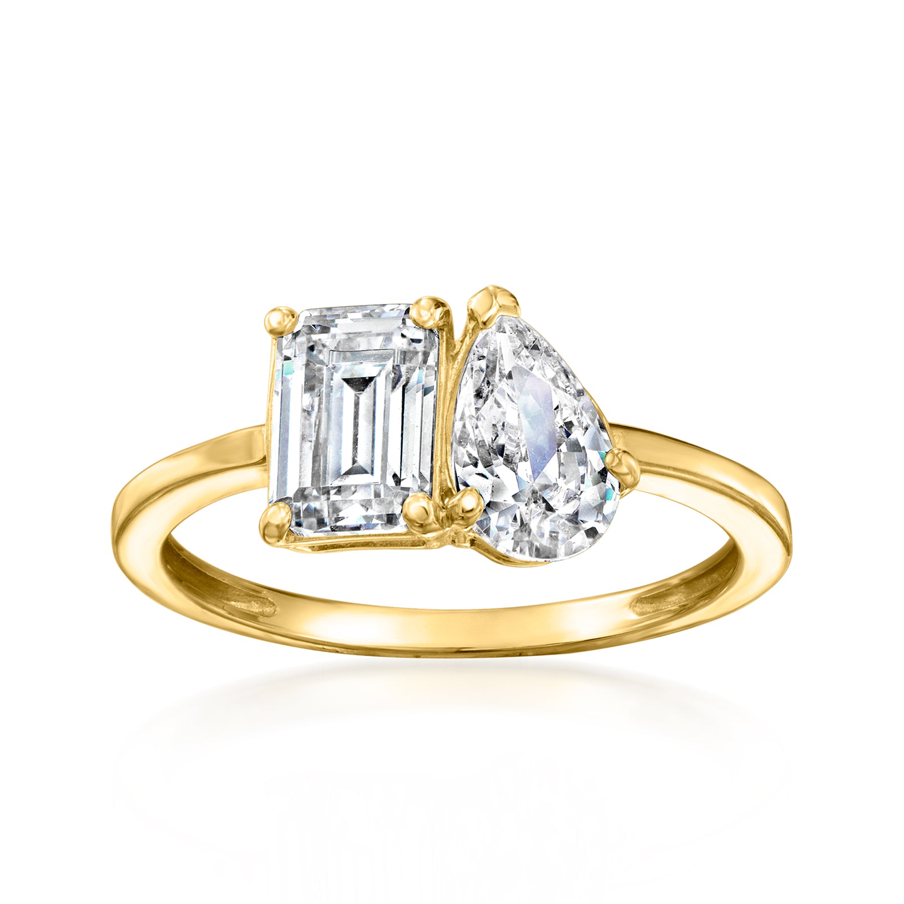 Ross-Simons CZ Toi Et Moi Ring in 14kt Yellow Gold 7731258490940