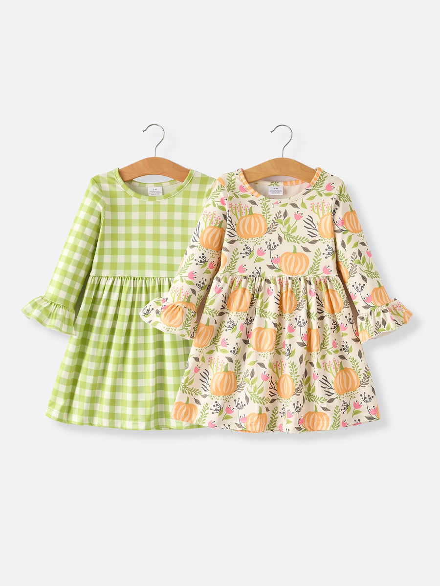 2 Piece Fall Halloween Thanksgiving Girls Dress Set