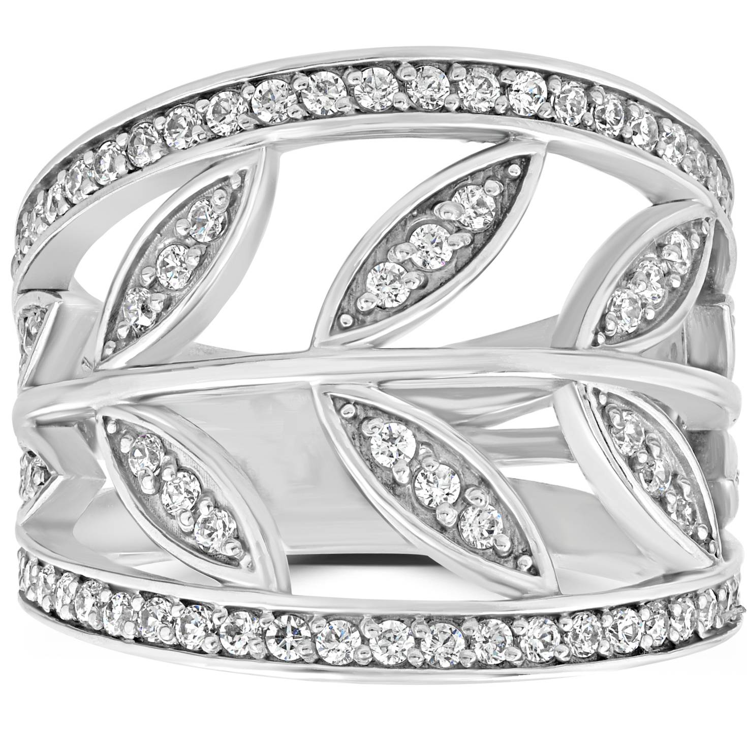 1CT Diamond Floral Knuckle Ring 14K White Gold Size Selectable 7802446807100