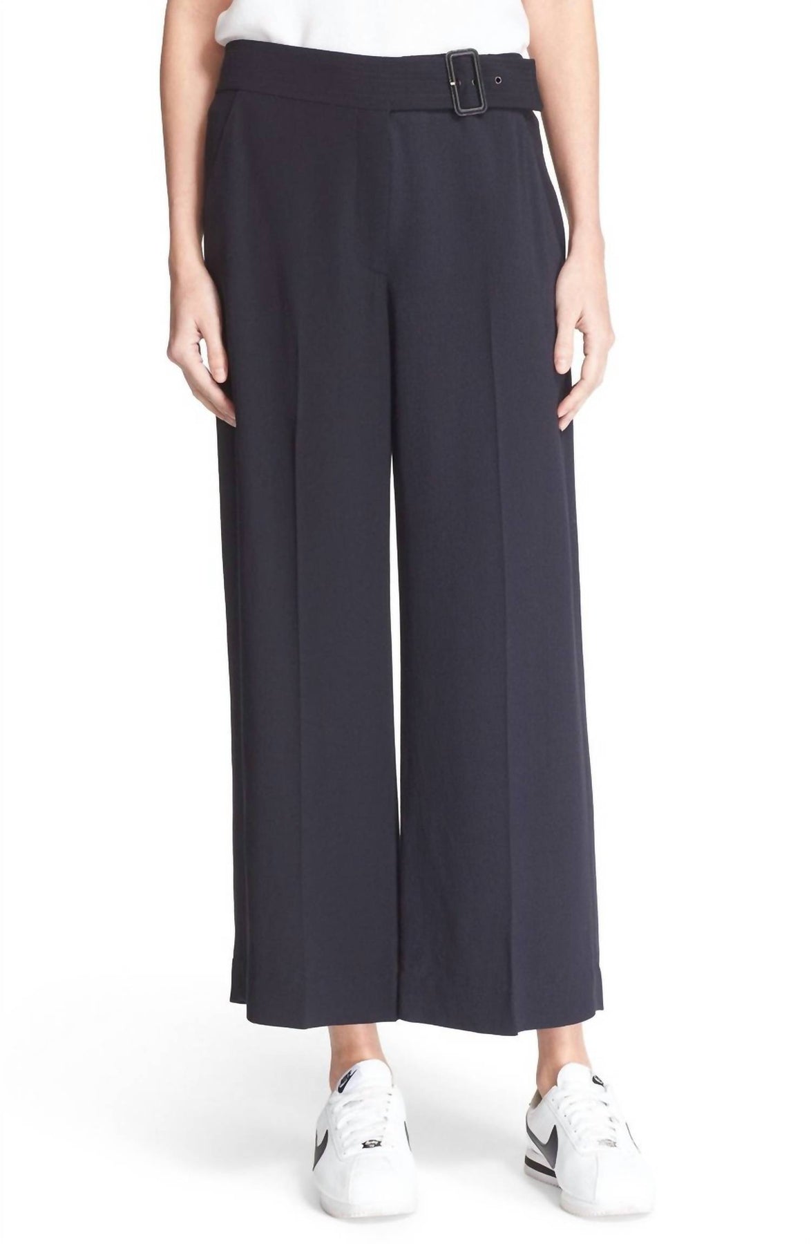 Women's Emily Gaucho Mid-Rise Belted Pants In Navy