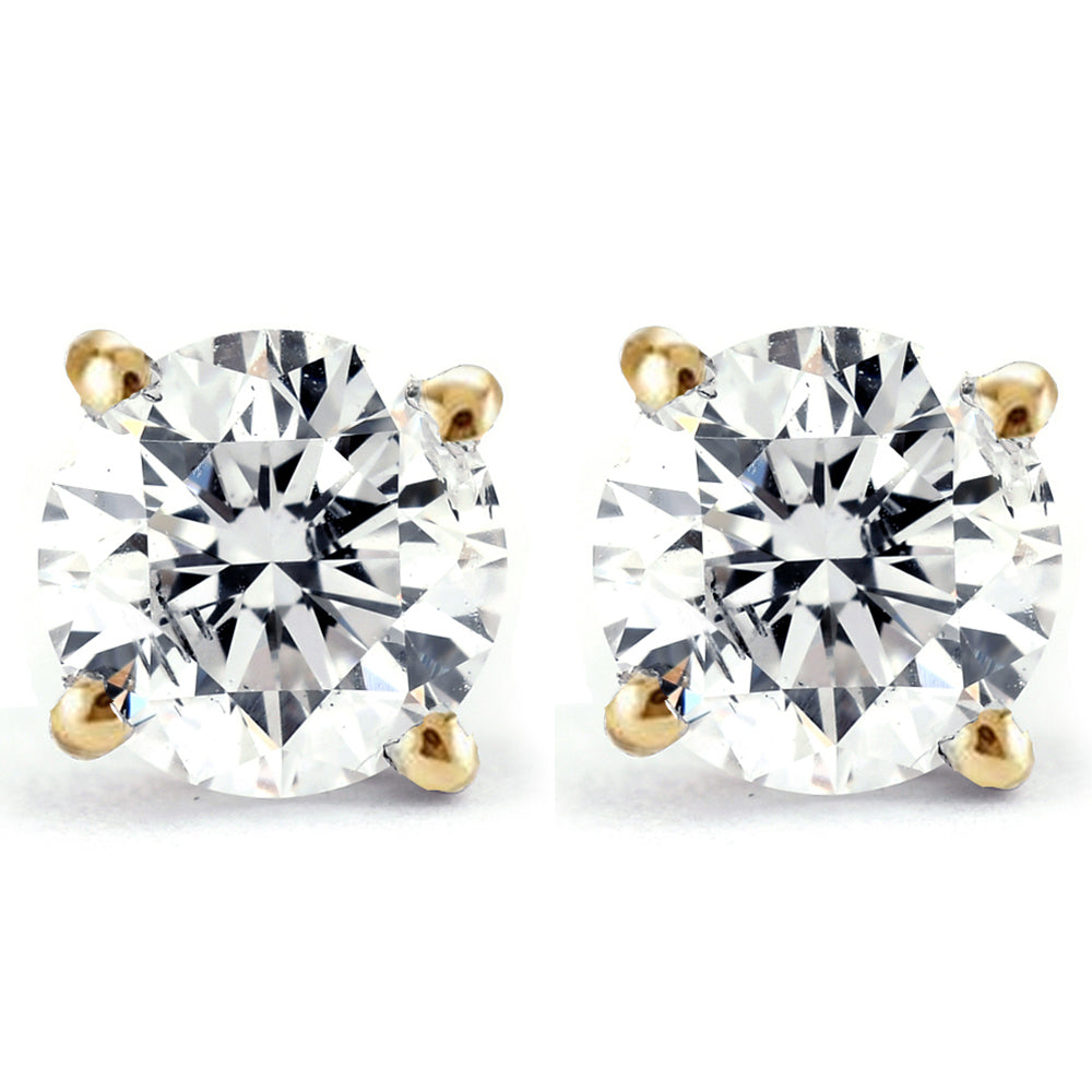 Tiny 1/4Ct Round Diamond Small Stud Earrings in 14K White or Yellow Gold Classic Setting