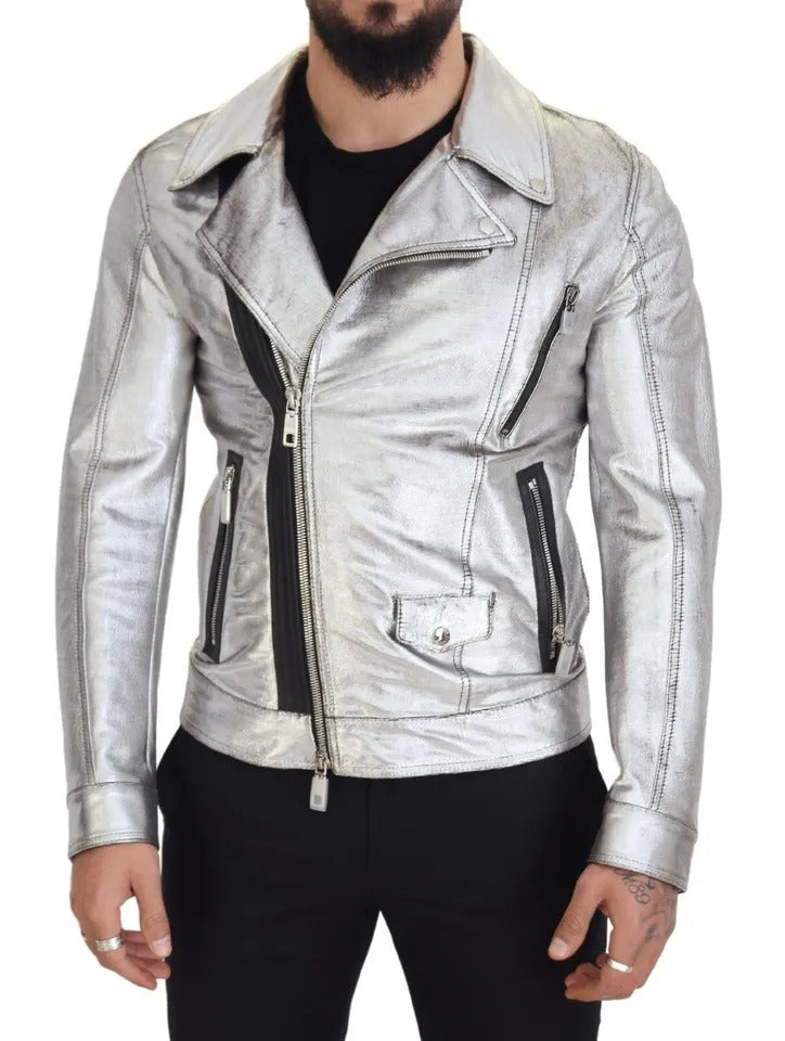 Dolce & Gabbana Leather Biker Coat Lambskin Men's Jacket (Pre-Owned)