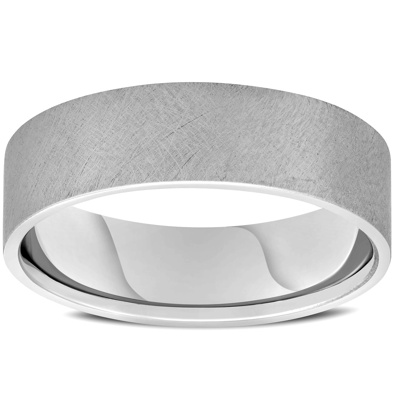 Mens 10k White Gold 6mm Band High Polished Double Milgrain Accent Wedding Ring 7802592559164