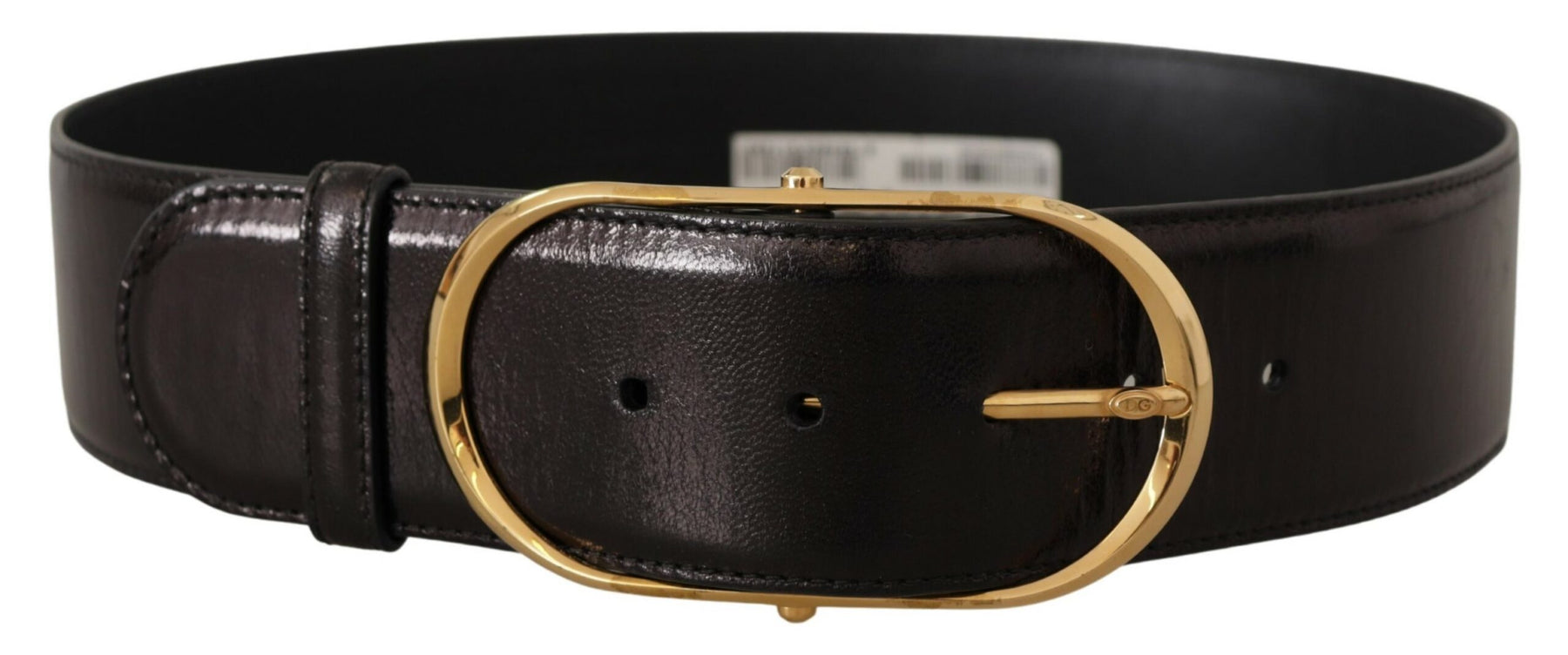Dolce & Gabbana Wide Leather Tone Metal Oval Buckle Women's Belt