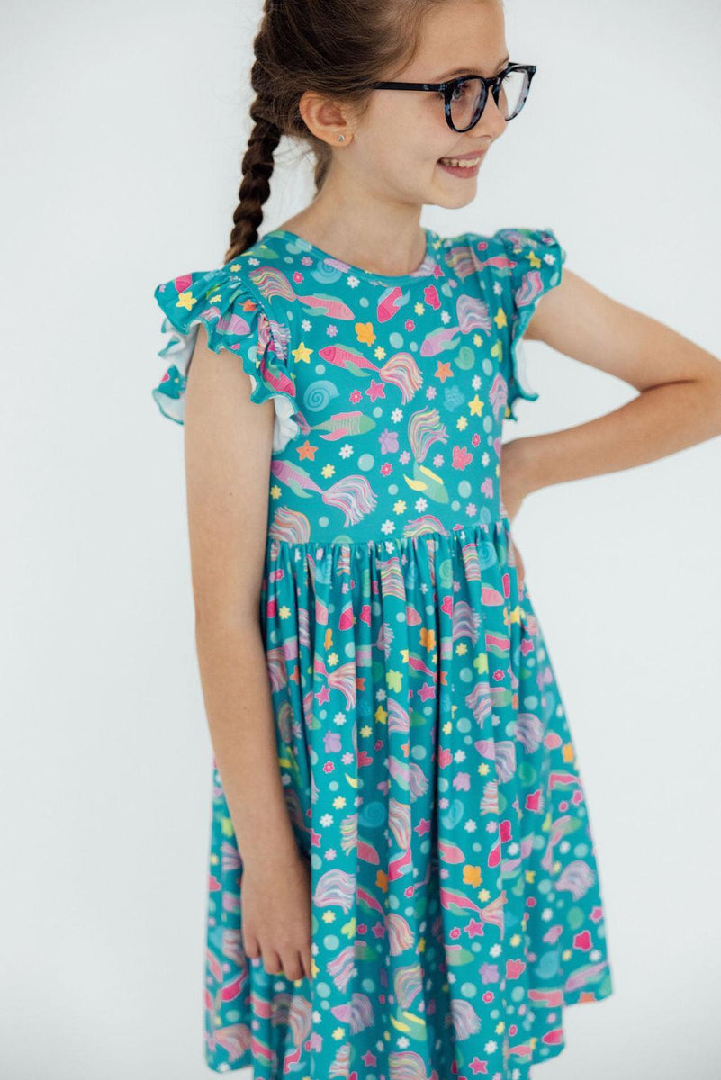 Betta Blooms Flutter Sleeve Twirl Dress