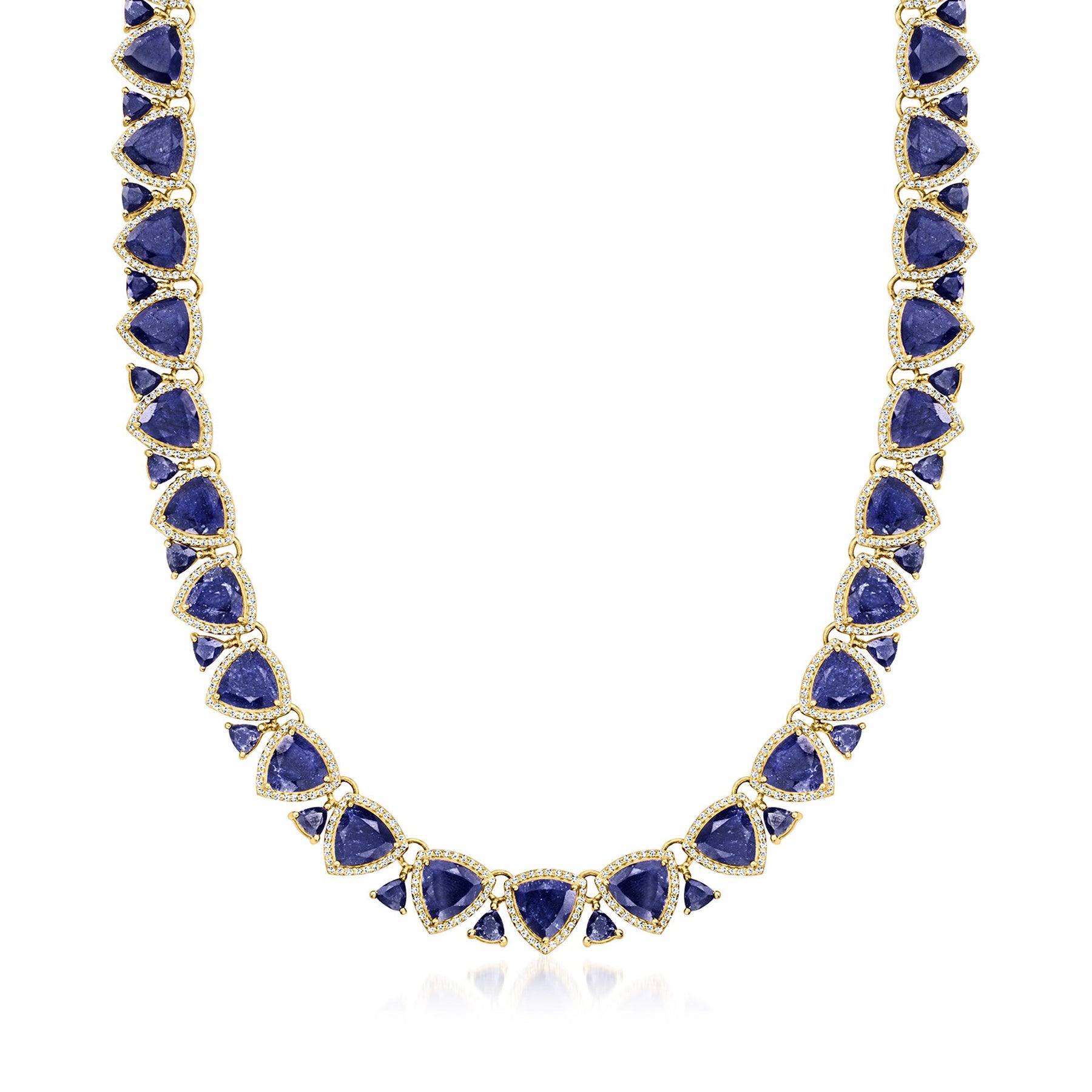Ross-Simons Sapphire and White Topaz Necklace in 18kt Gold Over Sterling
