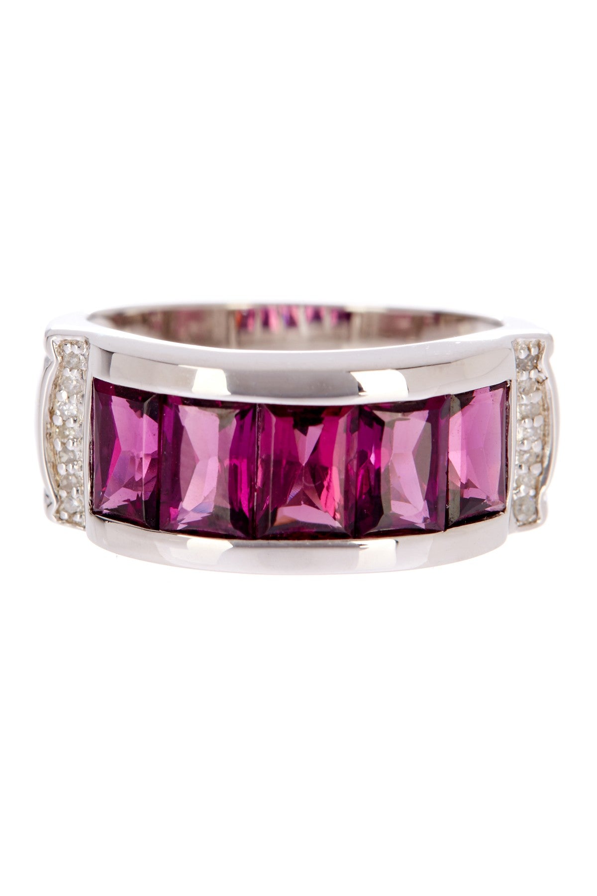 STERLING SILVER .03 Diamonds/ 4.80 CT RHODLITE GARNET