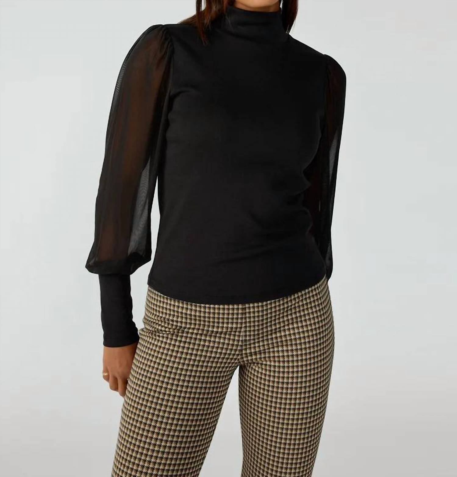 On My Mind Mesh Sleeve Top In Black