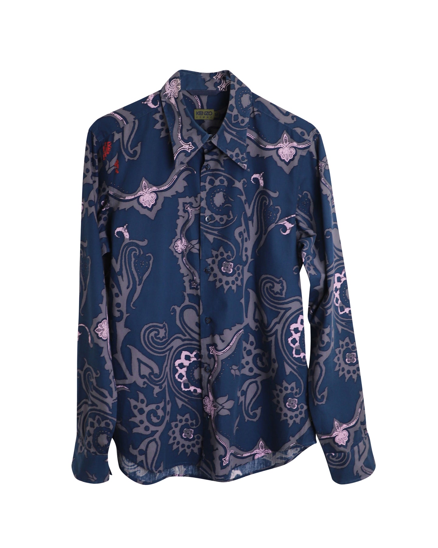 Kenzo Floral Button Down Shirt in Blue Cotton