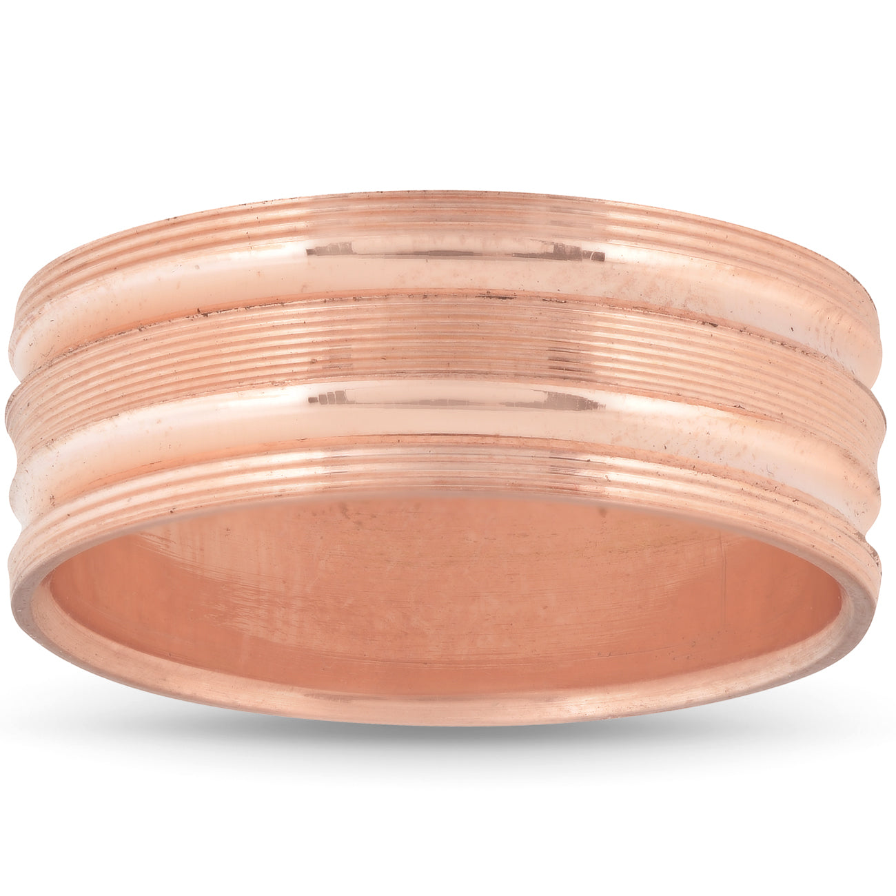 Mens 14k Rose Gold 8MM Comfort Fit Grooved Brushed Wedding Band Comfor Fit 7802594230332