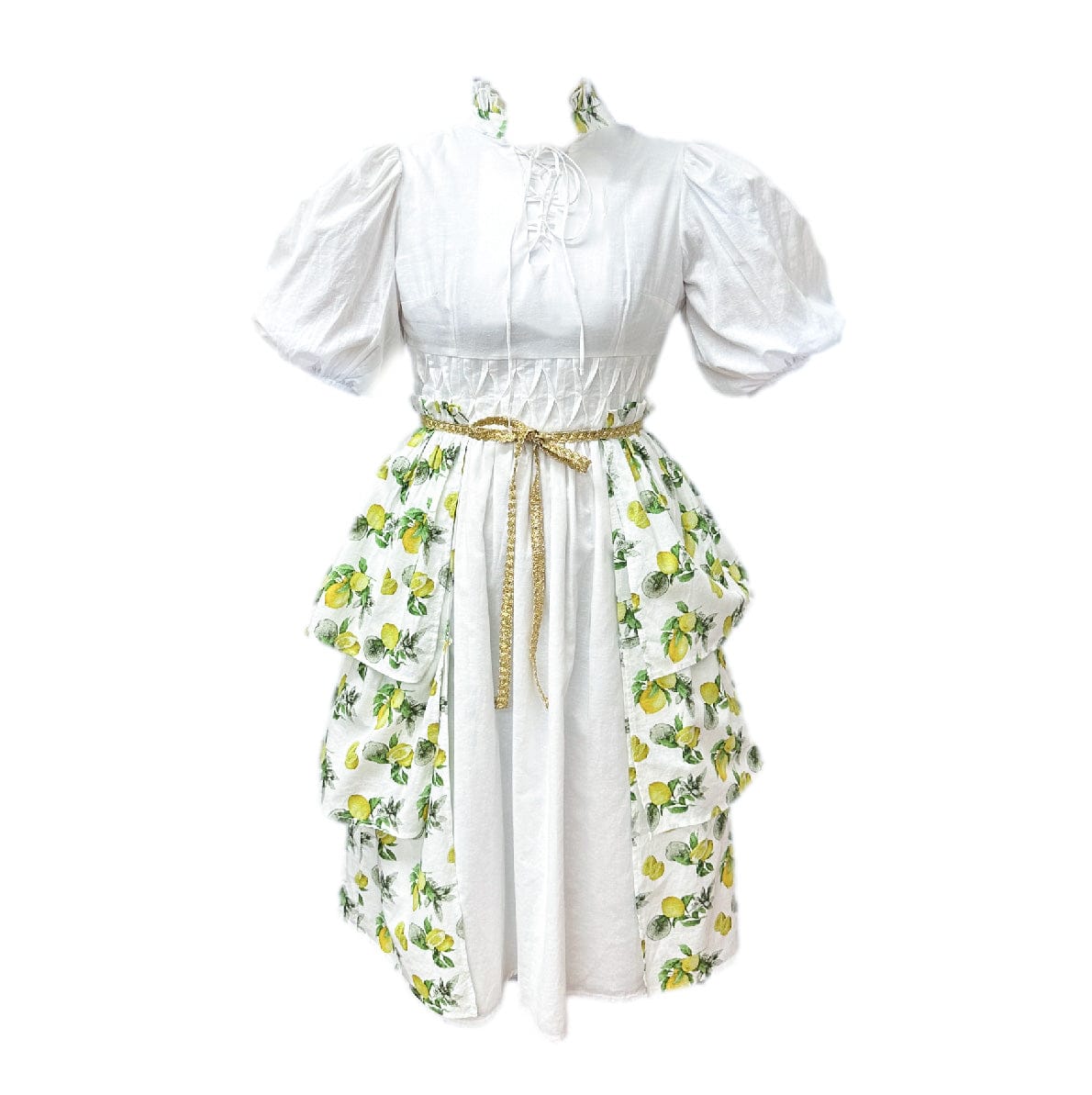 Amalfi Lemon Print Linen Mom Dress 7745618313276