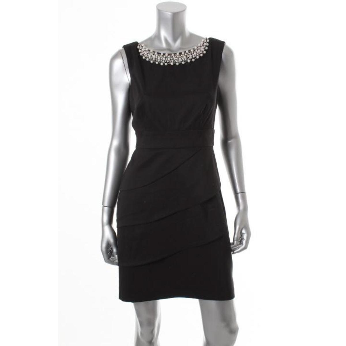 Petites Embellished Tiered Cocktail Dress