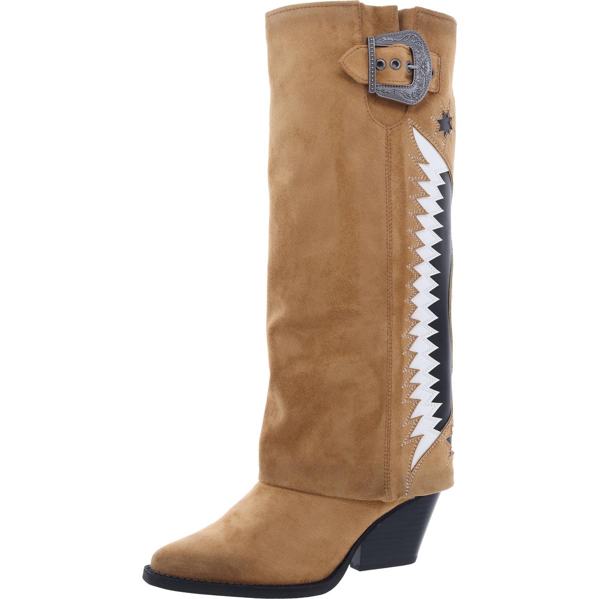 Rowena-Wings Faux Leather Knee-High Cowboy, Western Boots