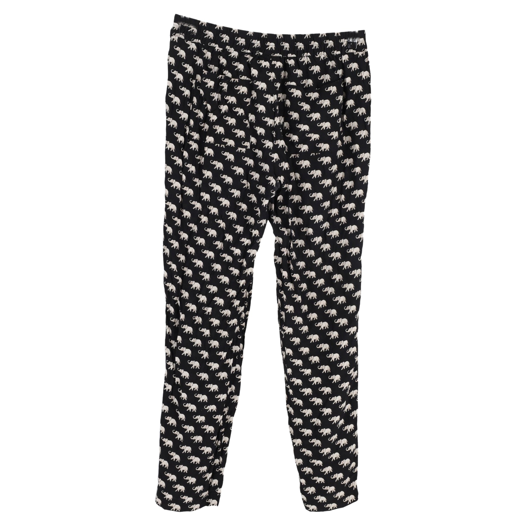 Weekend Max Mara Elephant Print Straight Leg Pants in Black Silk 7745782906940