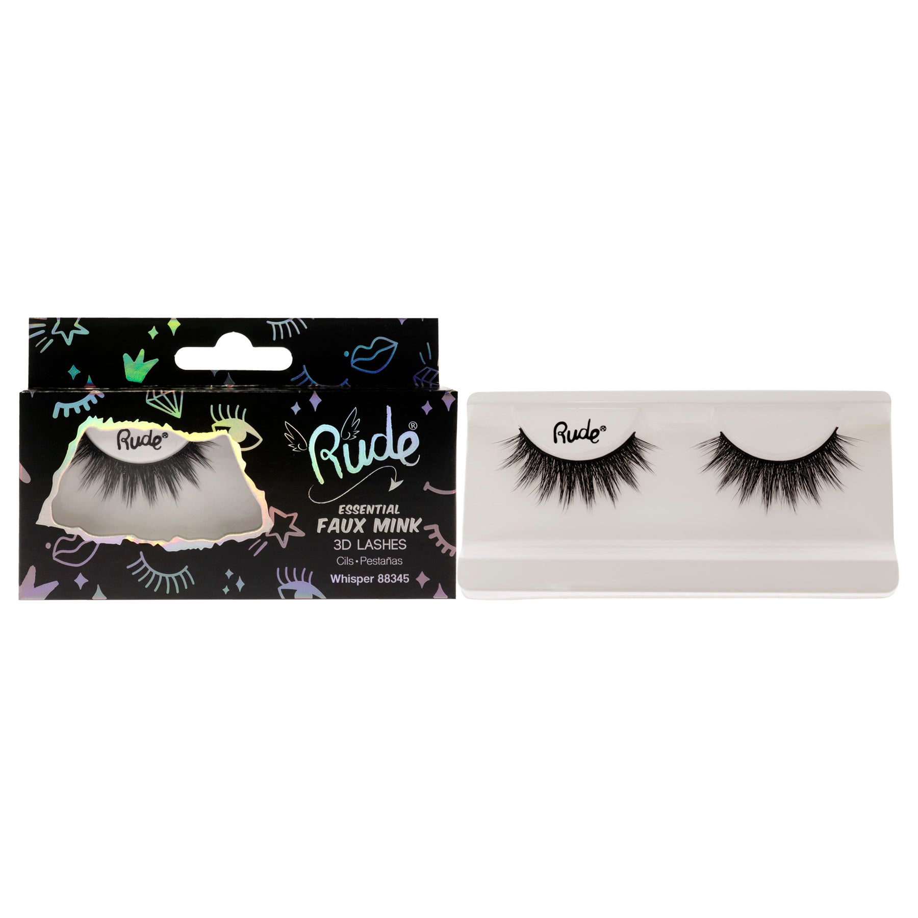 Essential Faux Mink 3D Lashes - Whisper by Rude Cosmetics for Women - 1 Pc Pair