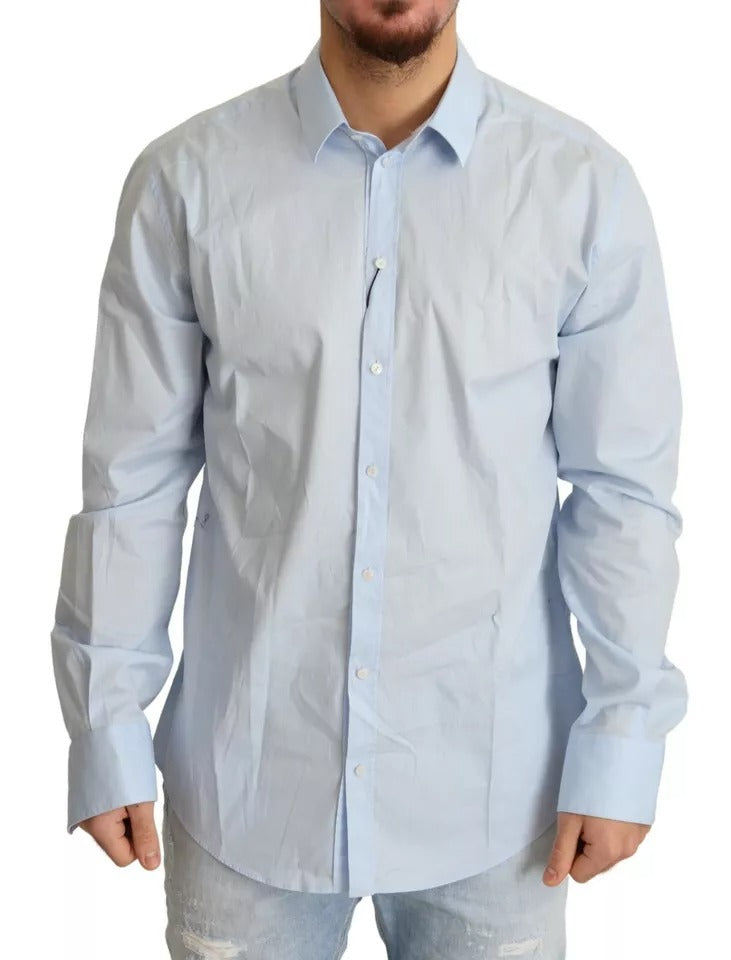 Dolce & Gabbana blue Cotton Stretch Formal MARTINI Men's Shirt (Pre-Owned) 7731386679356
