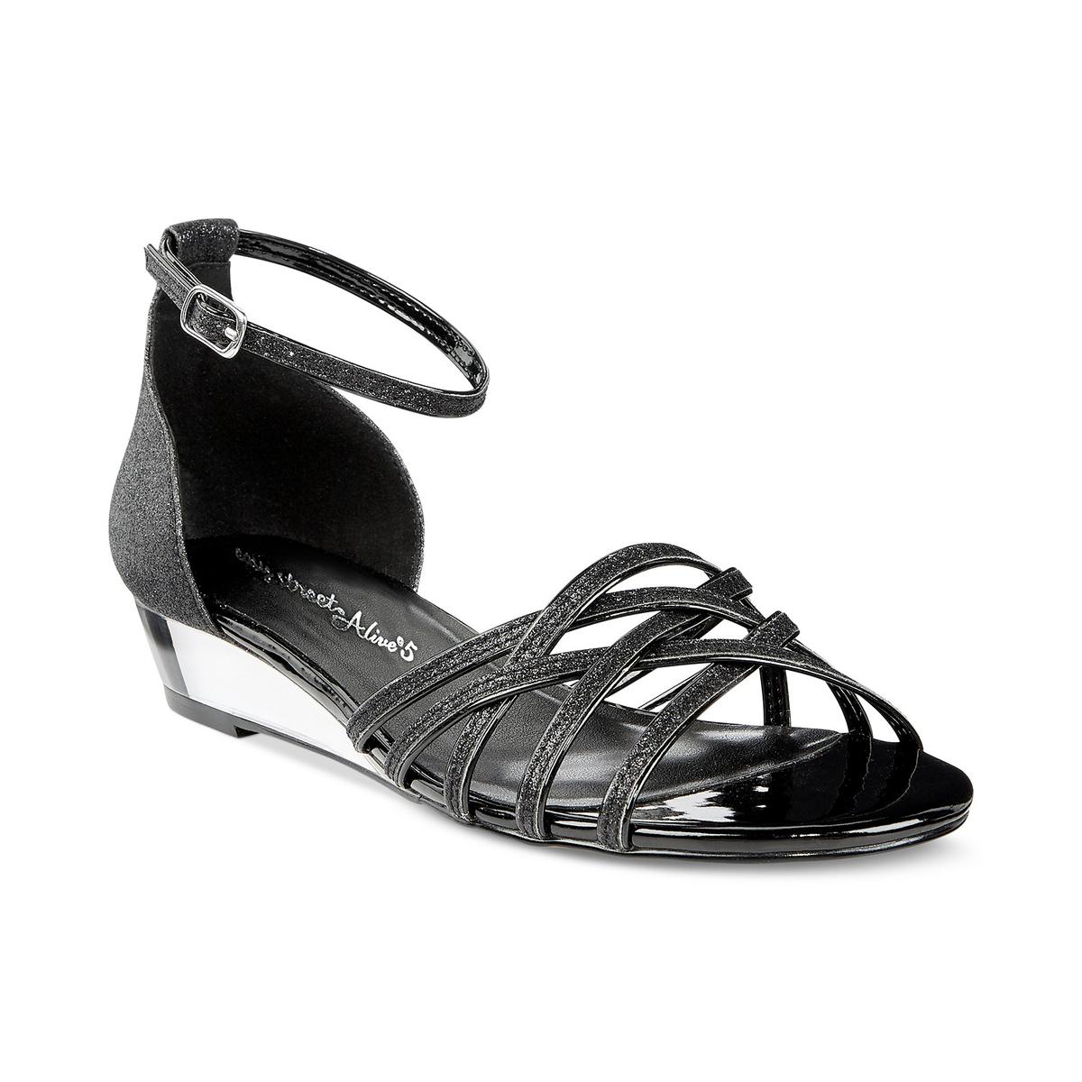 Tarrah Faux Leather Crossover Wedge Sandals
