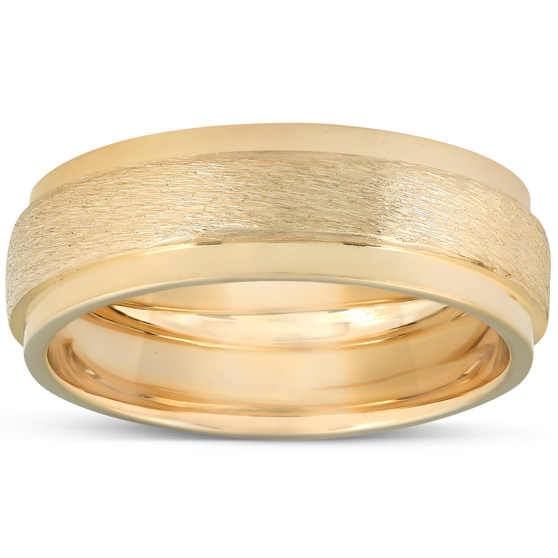 Yellow Gold Brushed Heavy Weight 7.5mm Wedding Band Size Selectable 7802608484412